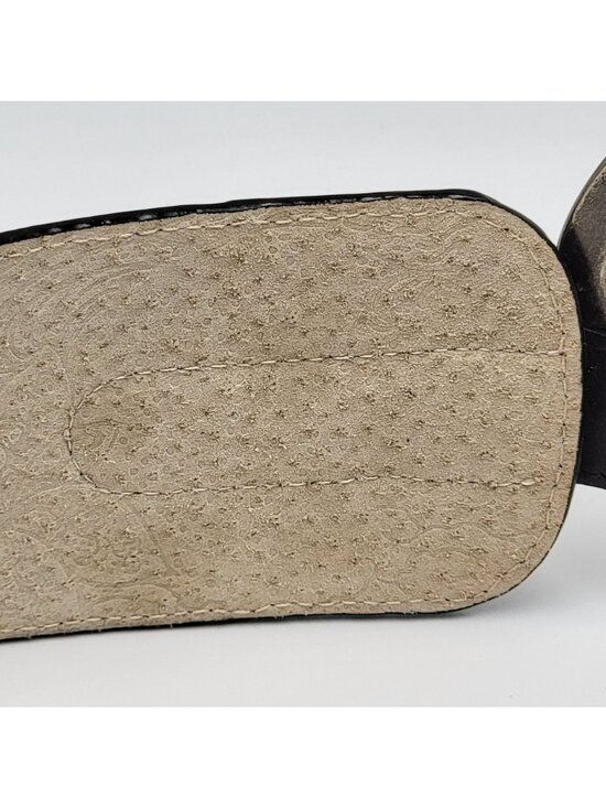 Black Embossed Leather Belt With Silver-Tone Horseshoe Buckle Adjustable Design main image 14